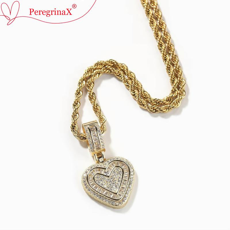 Hip Hop Heart Necklace for Women and Men, Cubic Diamond Heart Pendant Necklace for Men, Birthday Gifts for Women Love Design Exquisite