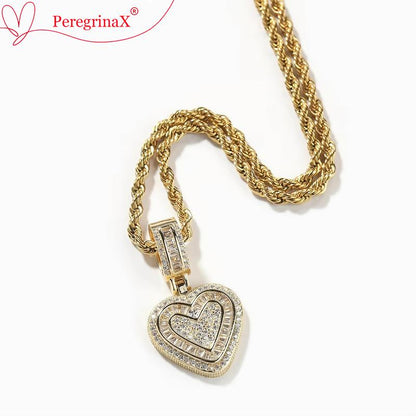 Hip Hop Heart Necklace for Women and Men, Cubic Diamond Heart Pendant Necklace for Men, Birthday Gifts for Women Love Design Exquisite